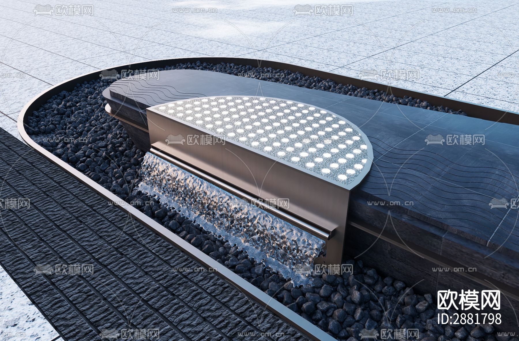 示范区造型水景cad图块下载（渲染图1）