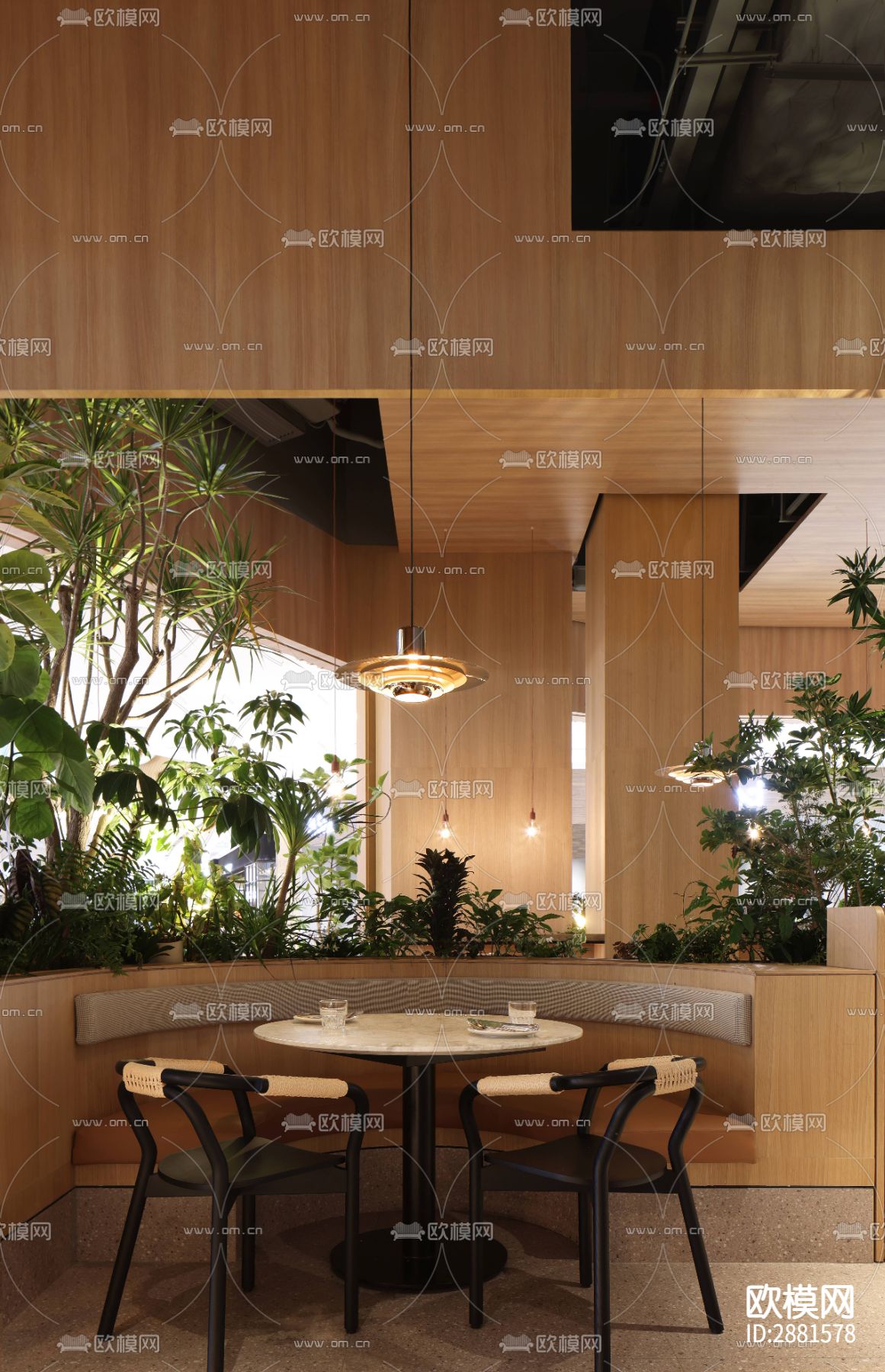 餐厅cad平面图下载（渲染图5）