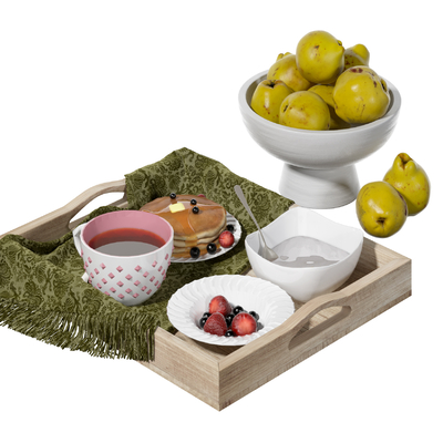  水果 甜品 餐桌摆盘su模型 