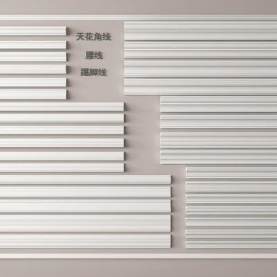  简欧石膏线条 天花角线su模型 