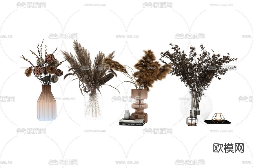 花瓶 花艺 干花 插花3d模型下载