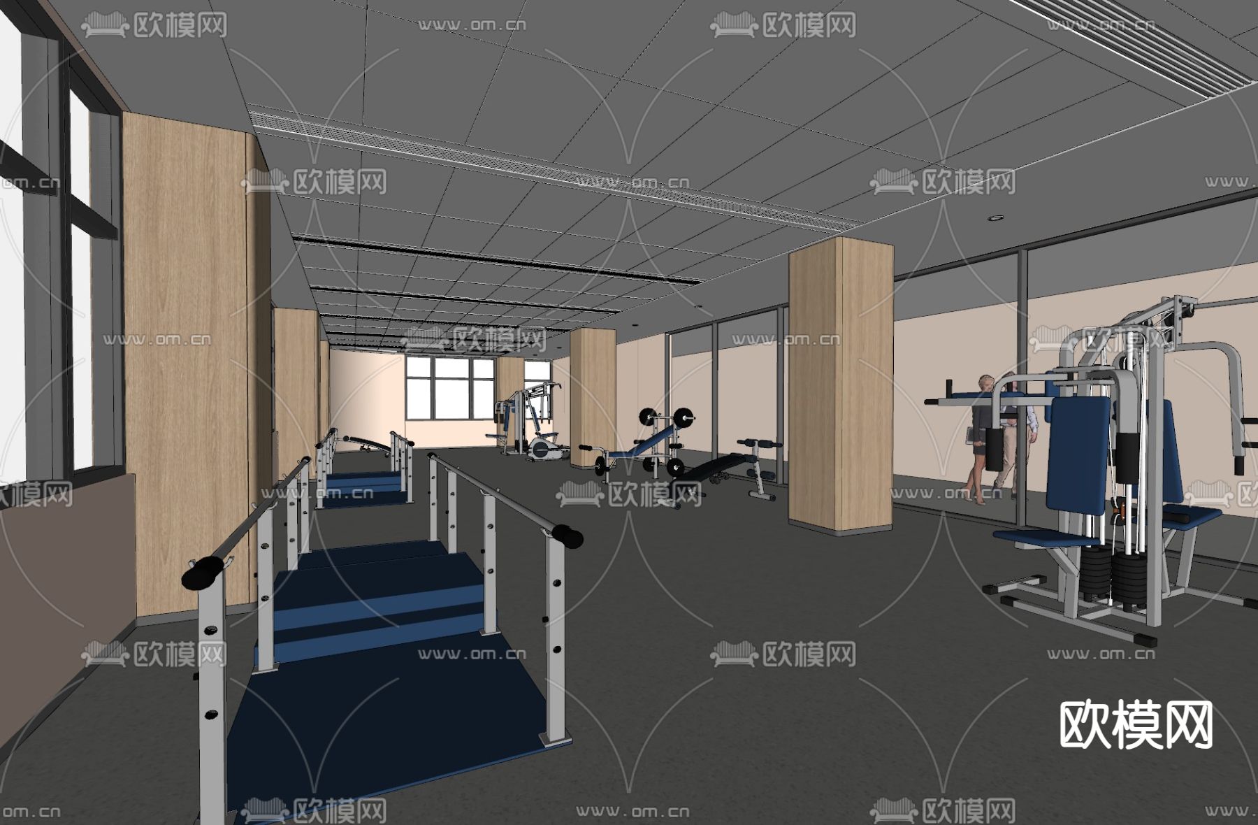 医院 康复训练室su模型下载（渲染图2）