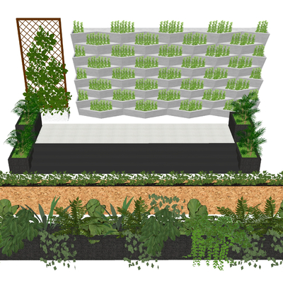  绿植景观 花箱花架su模型 