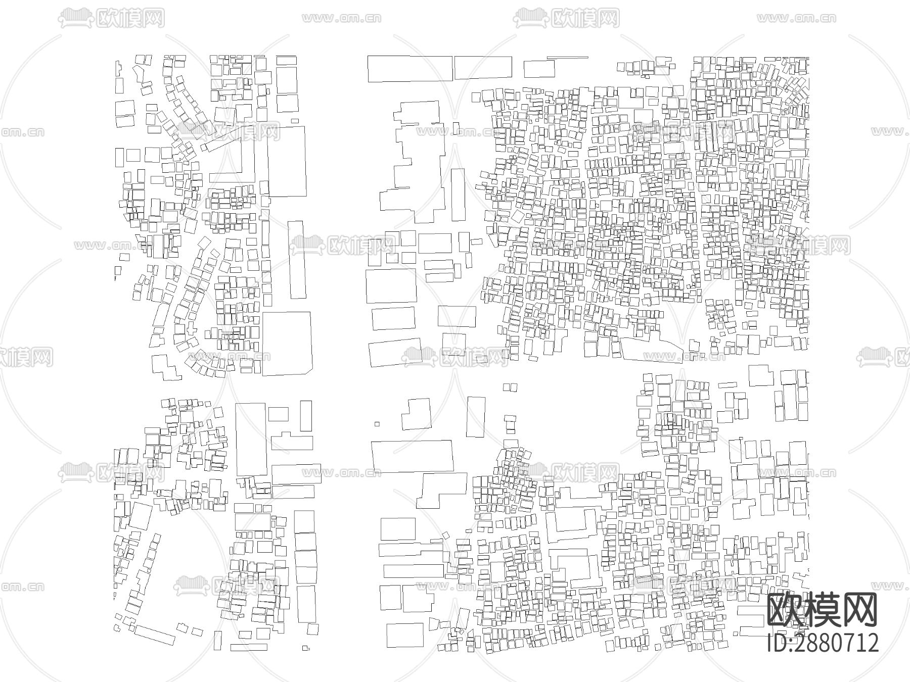 城市规划建筑体块cad施工图下载（渲染图1）