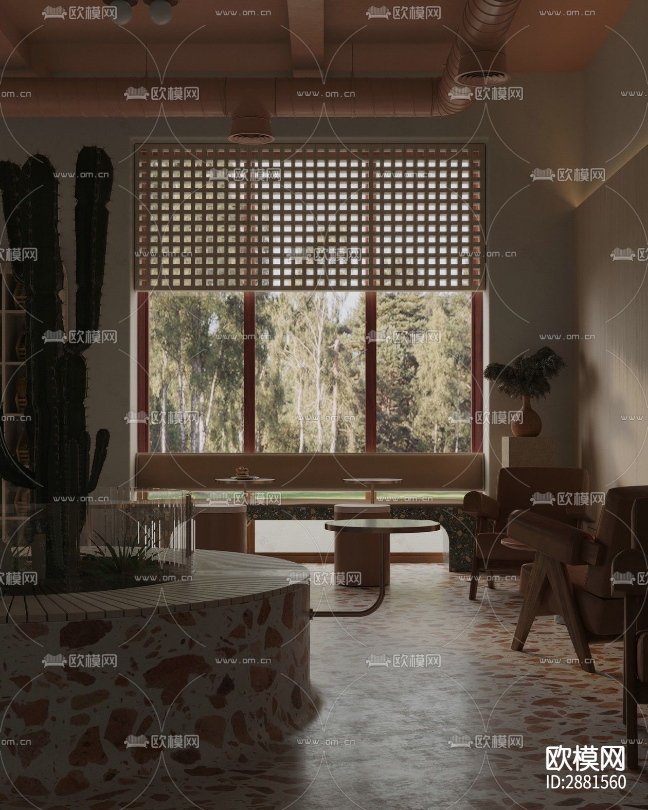 咖啡店cad平面布置图下载（渲染图4）