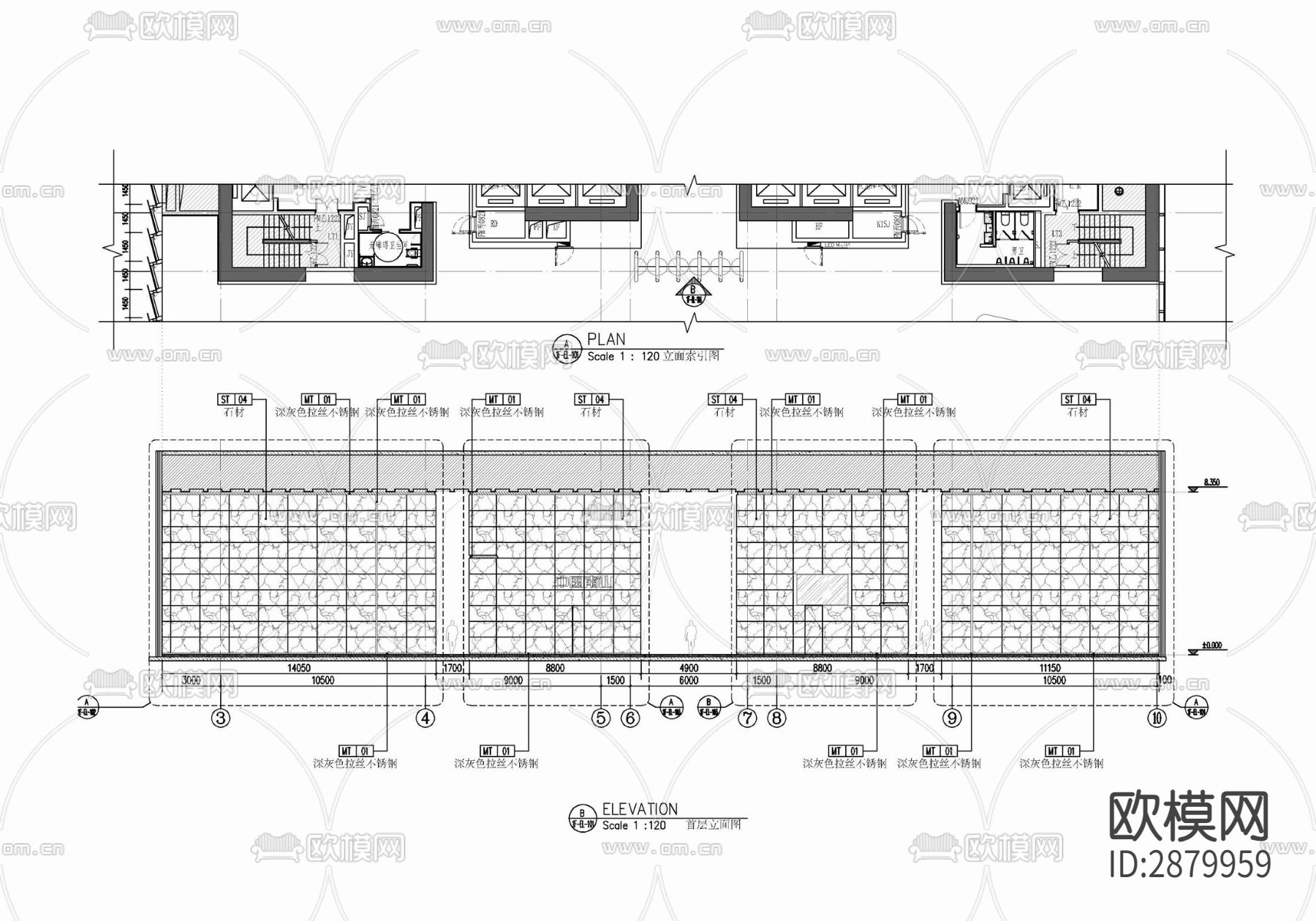 办公楼大堂公区办公室CAD施工图下载（渲染图8）