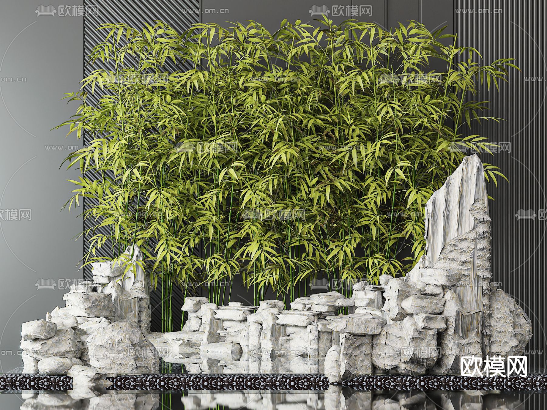 假山竹林 竹子小品3d模型下载