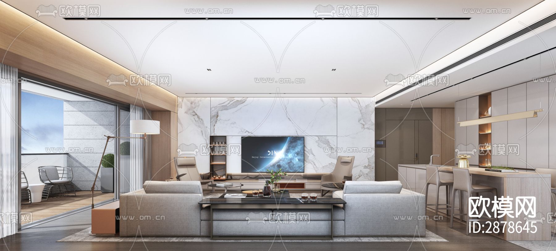 深圳天鹅堡270m²平层私宅cad施工图下载（渲染图8）