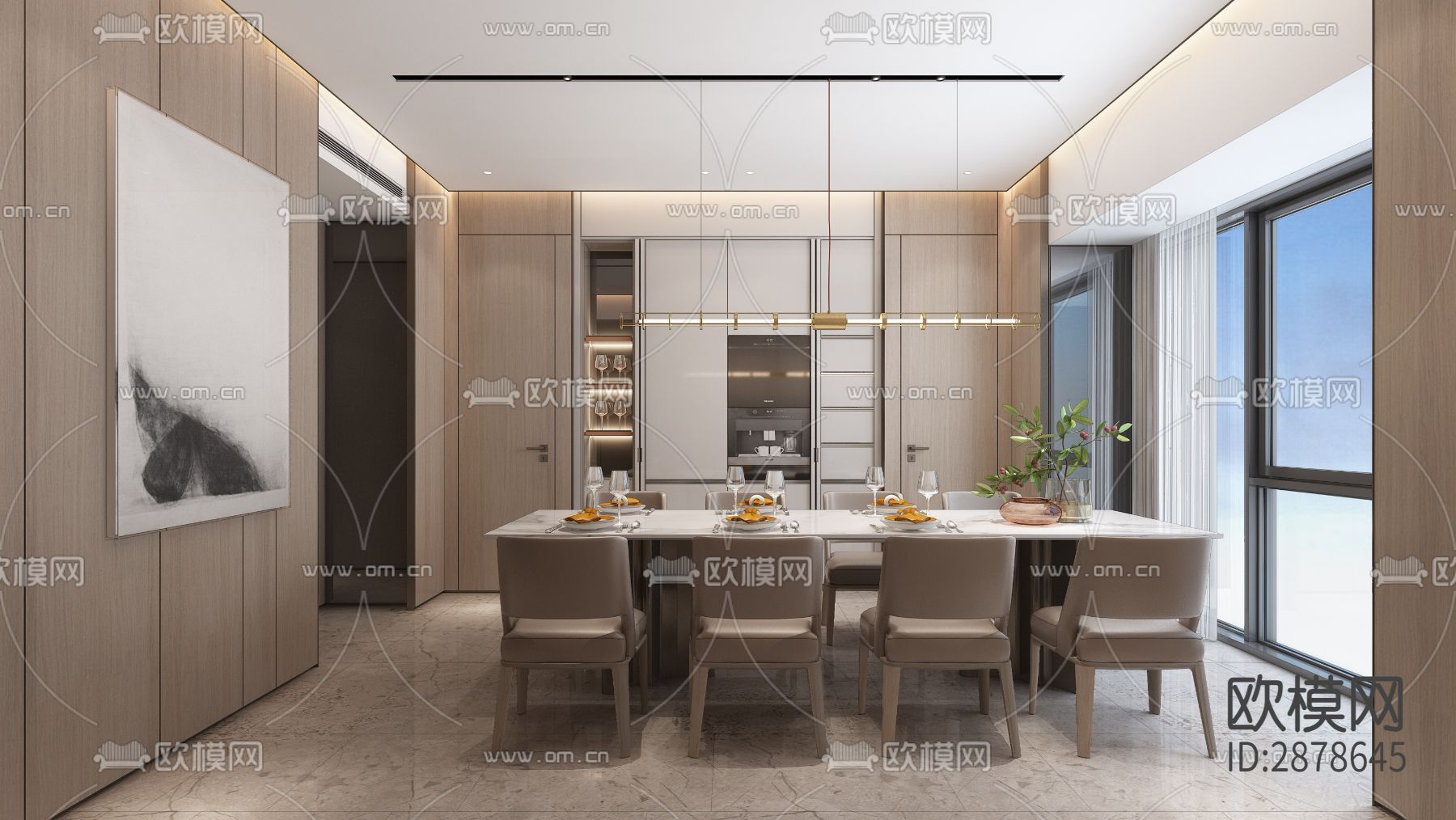 深圳天鹅堡270m²平层私宅cad施工图下载（渲染图7）