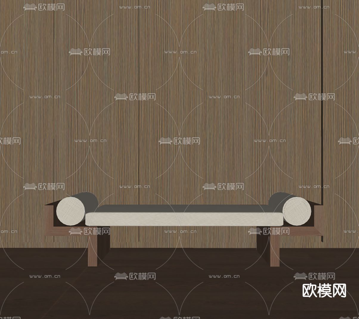 现代床尾凳su模型下载（渲染图2）