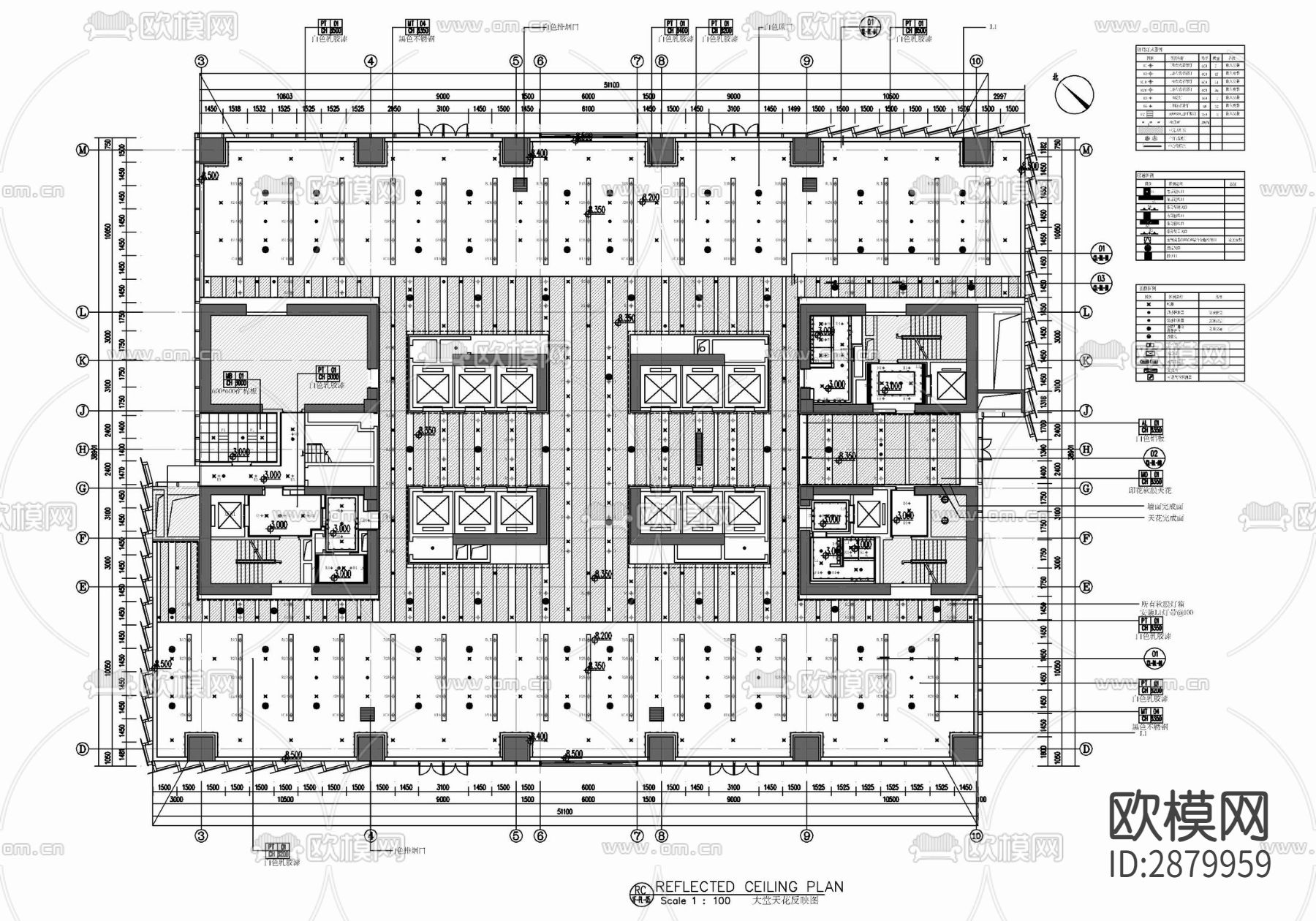 办公楼大堂公区办公室CAD施工图下载（渲染图1）