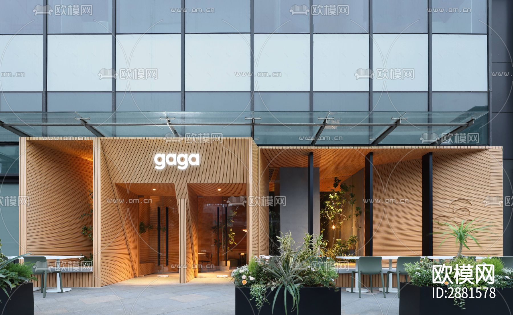 餐厅cad平面图下载（渲染图4）