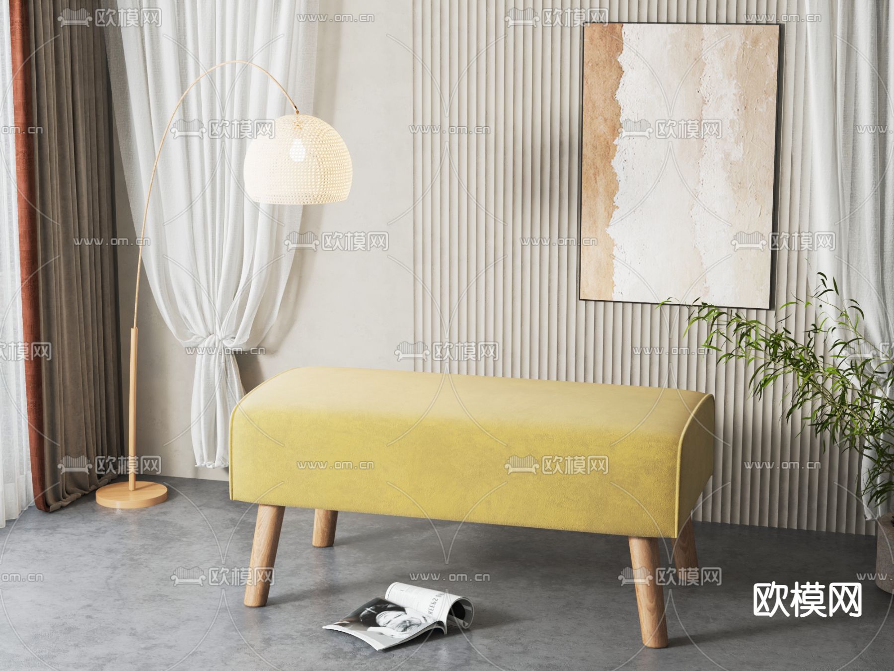 床尾凳 脚踏 沙发凳3d模型下载