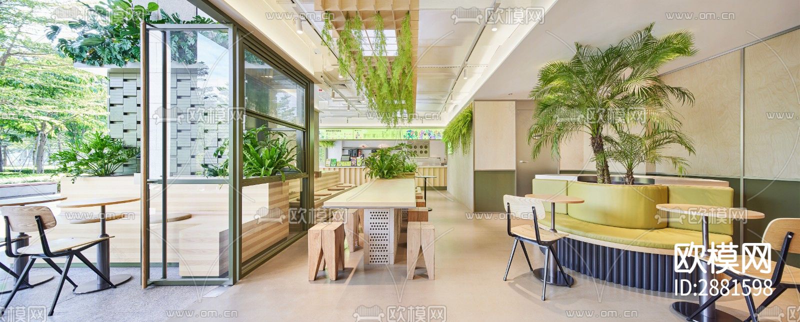 奶茶店cad平面布置图下载（渲染图2）