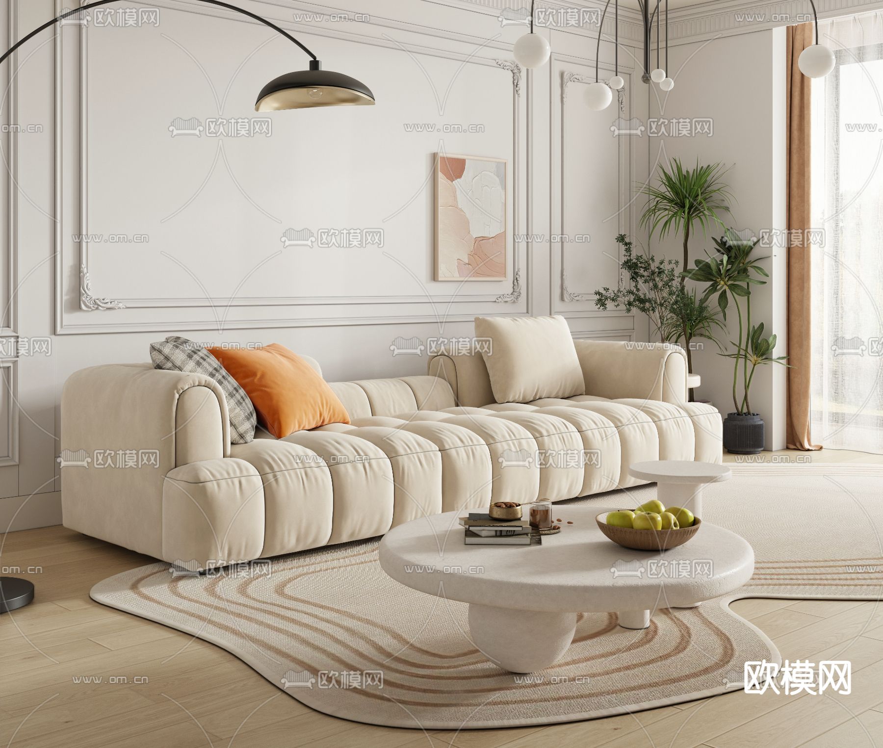 多人沙发 软体沙发3d模型下载（渲染图2）