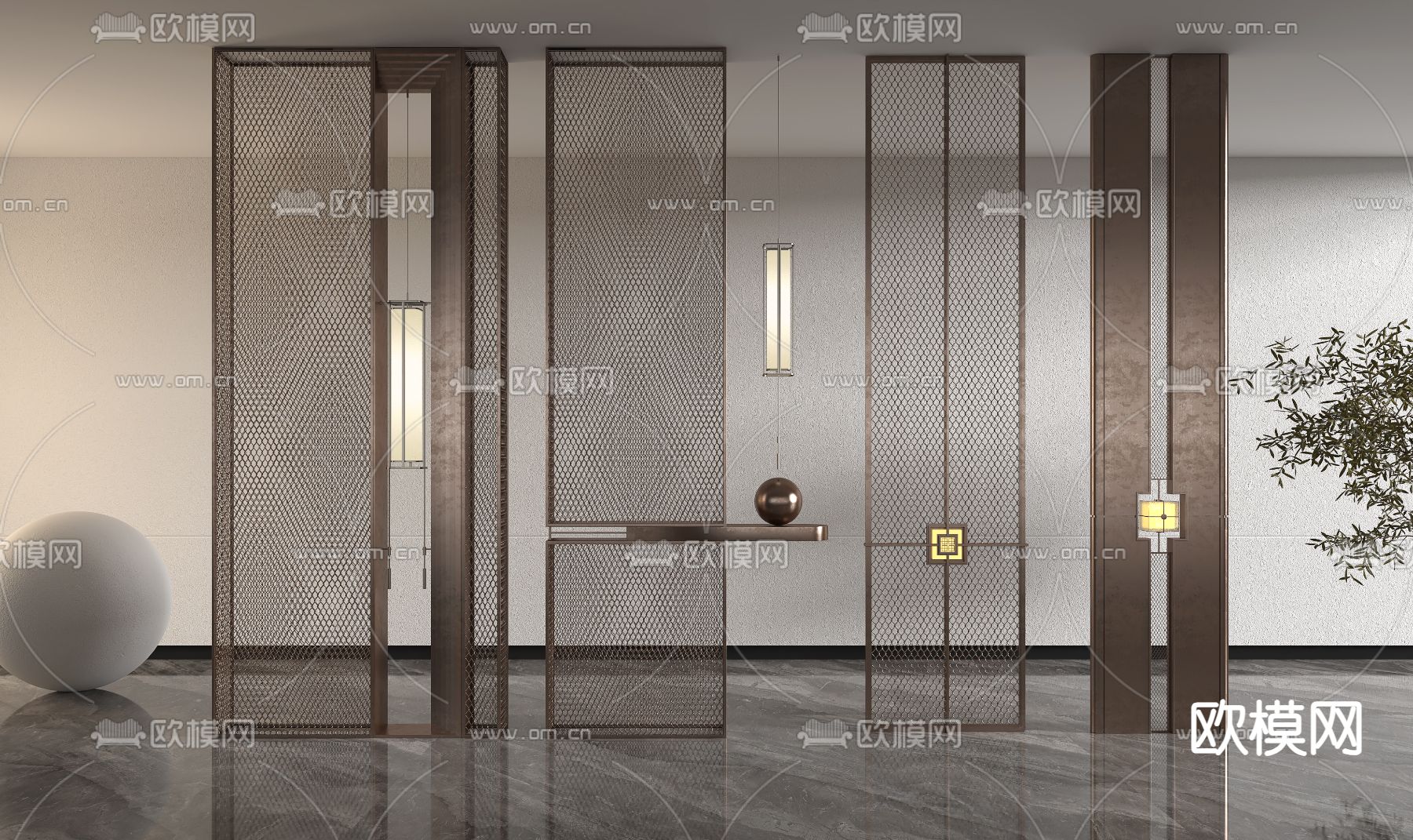金属网屏风 隔断3d模型下载（渲染图1）