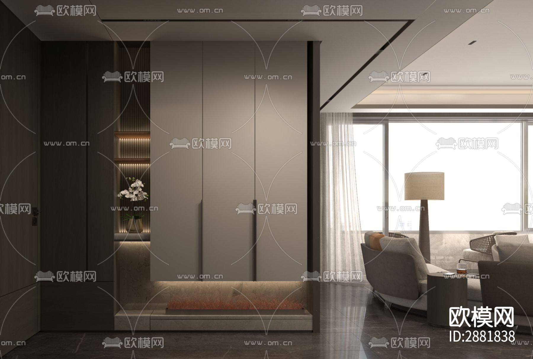 平层cad施工图下载（渲染图5）