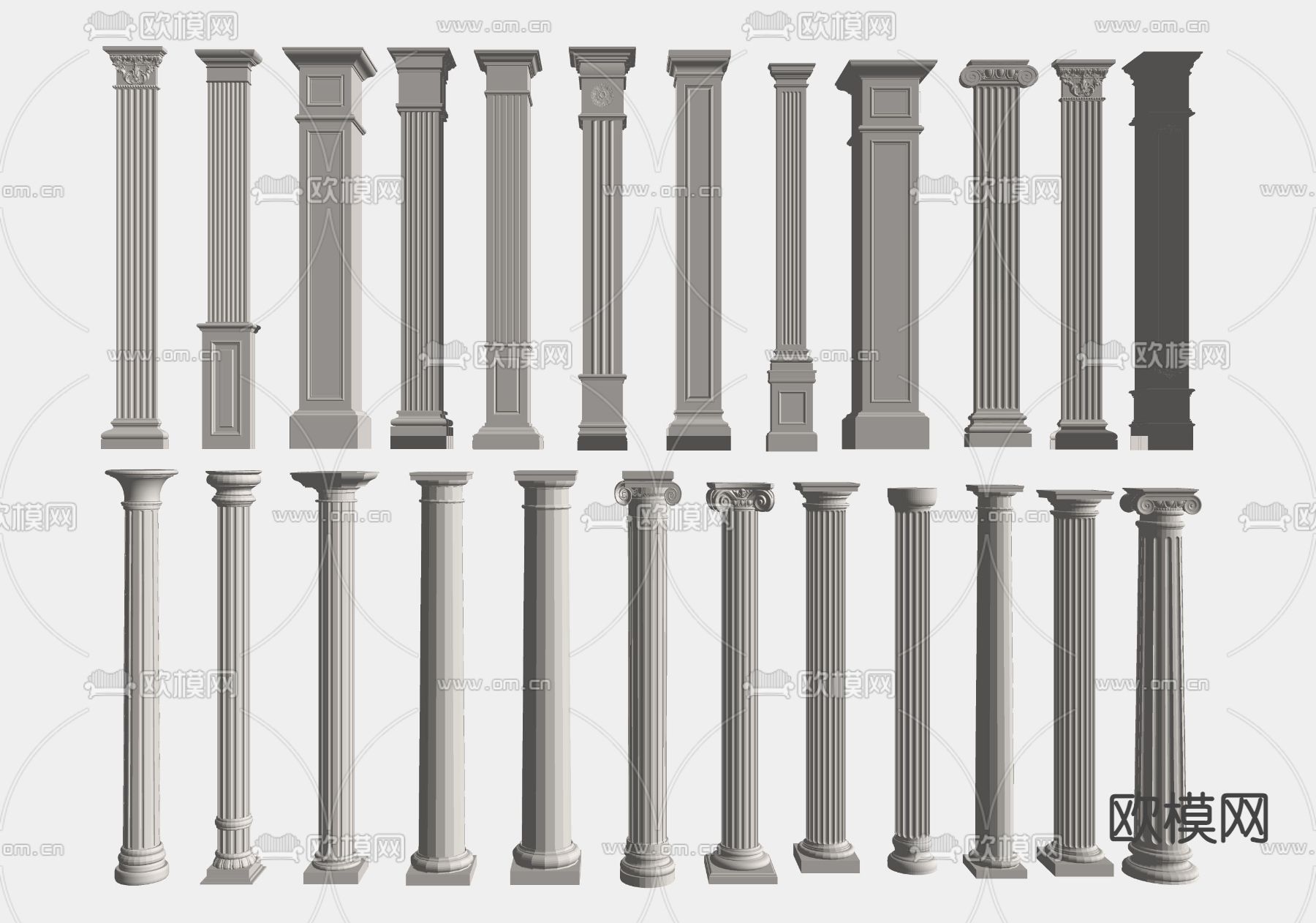 欧式石膏柱子su模型下载（渲染图2）