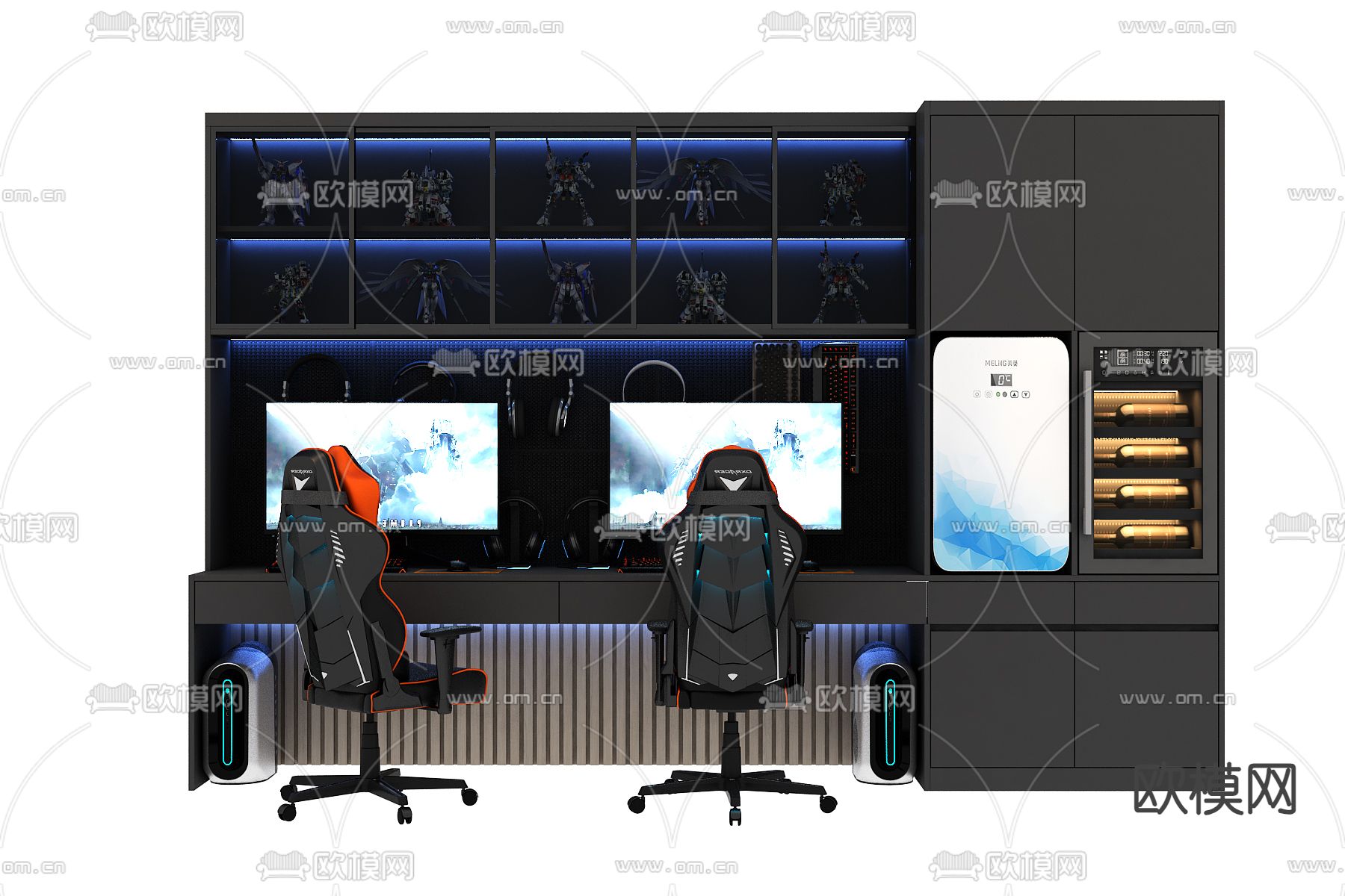 电竞桌椅 电脑桌 游戏桌3d模型下载