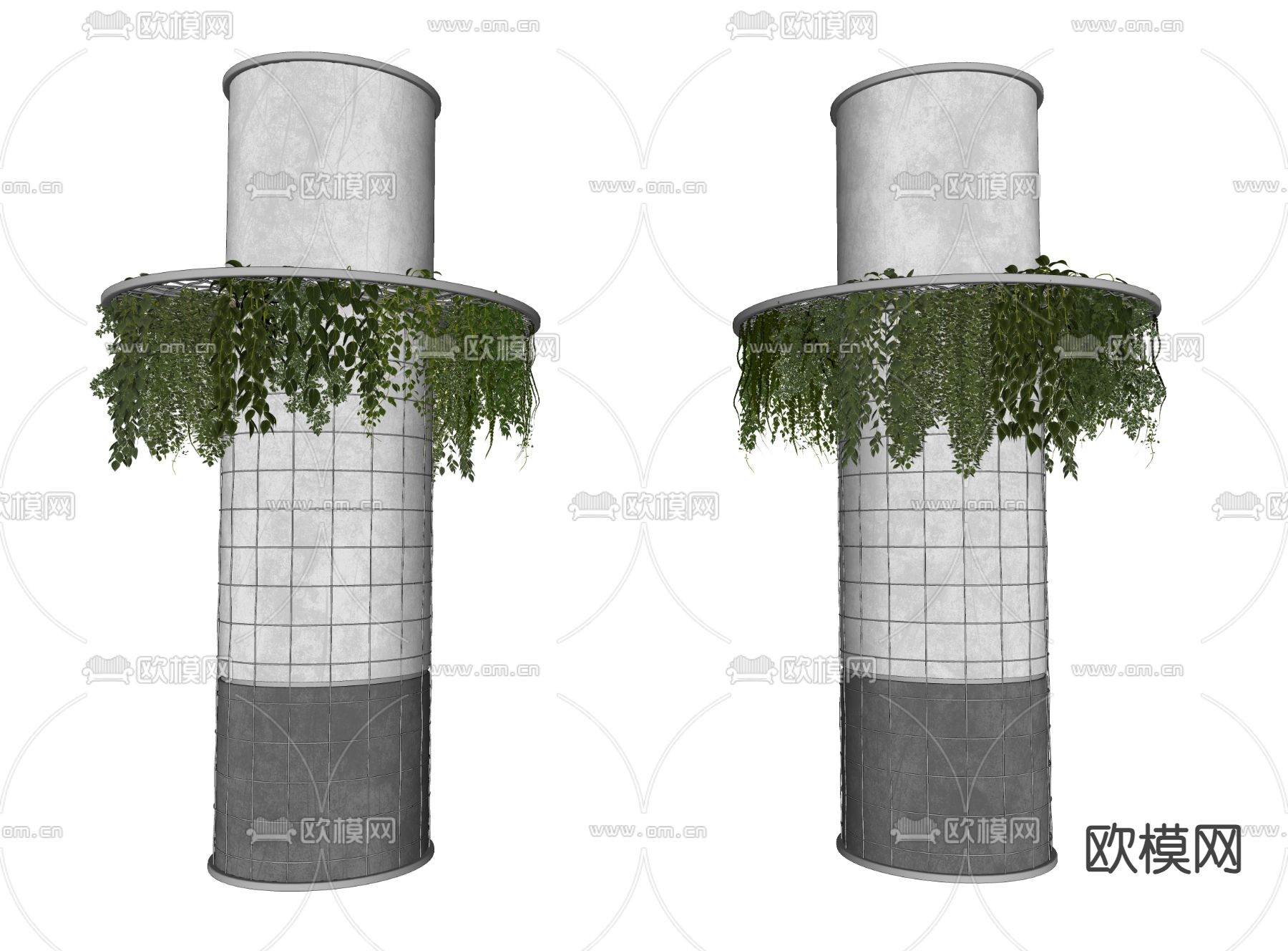 绿植柱子  承重柱su模型下载（渲染图4）