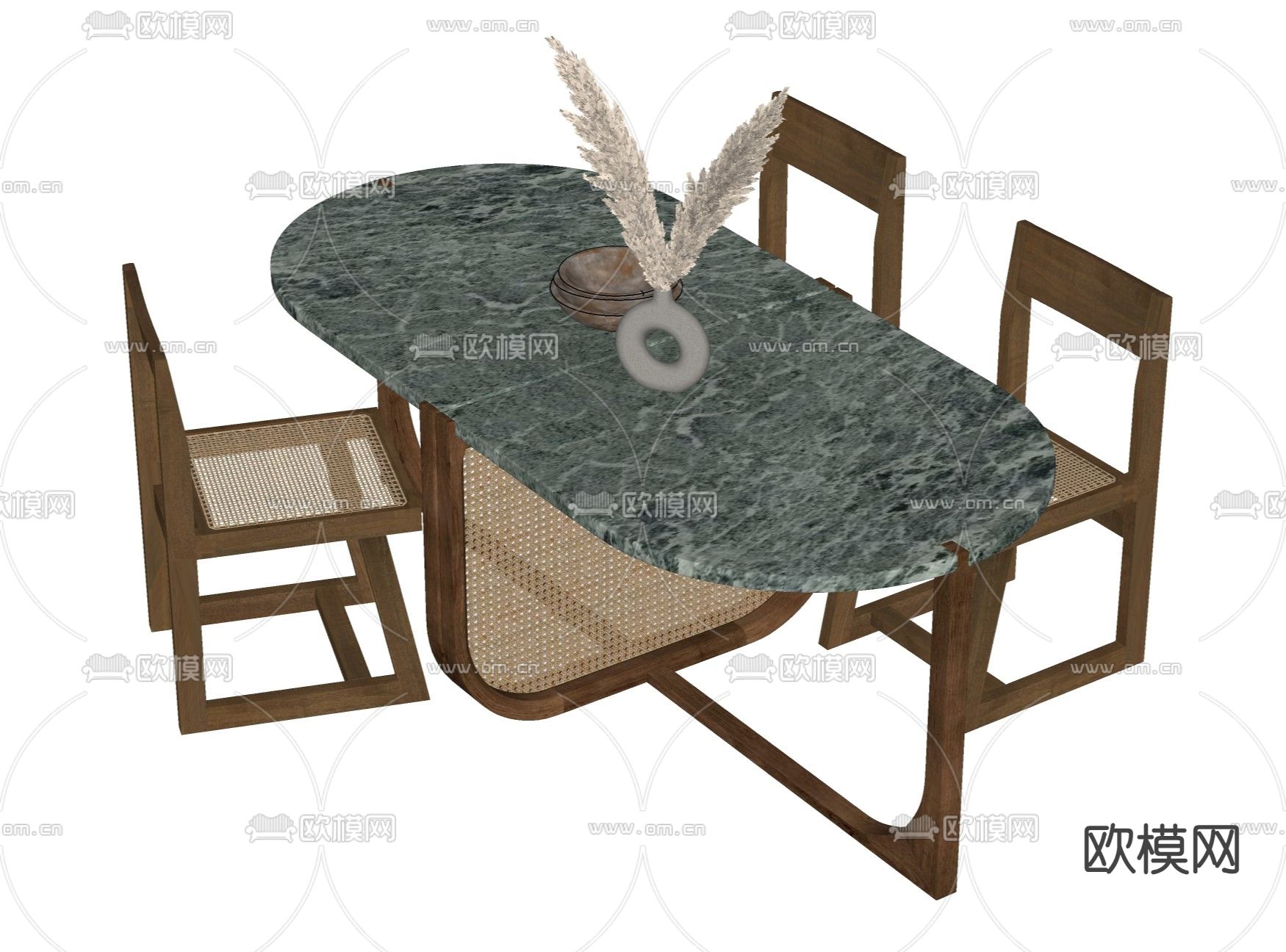 侘寂风餐桌椅su模型下载（渲染图2）