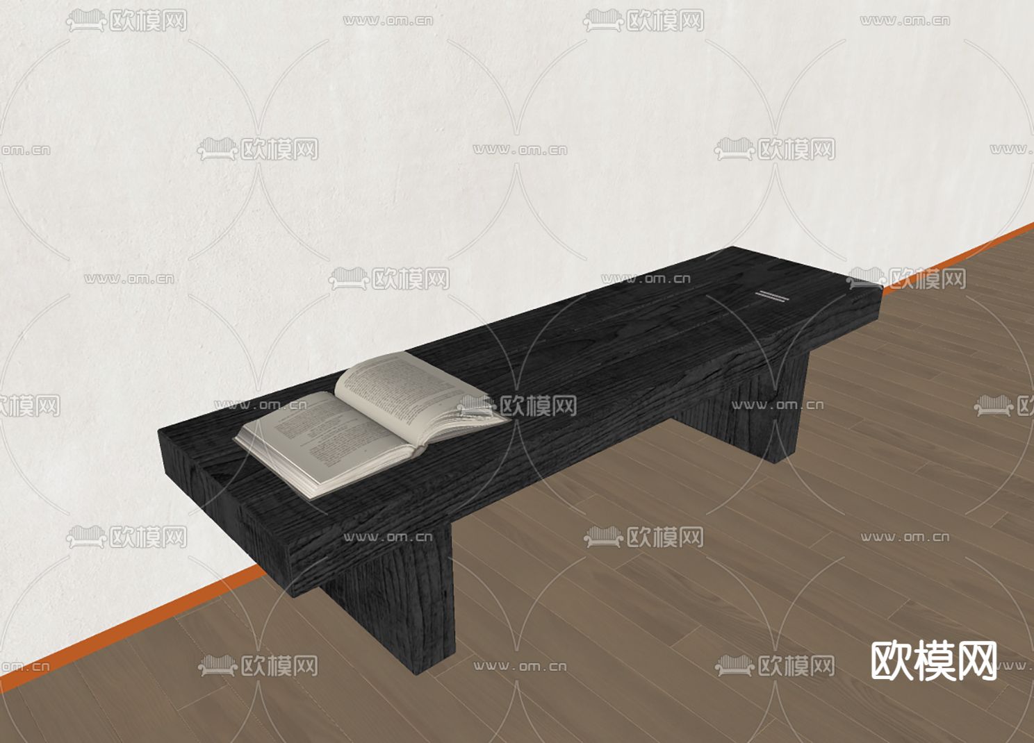现代长凳su模型下载（渲染图2）