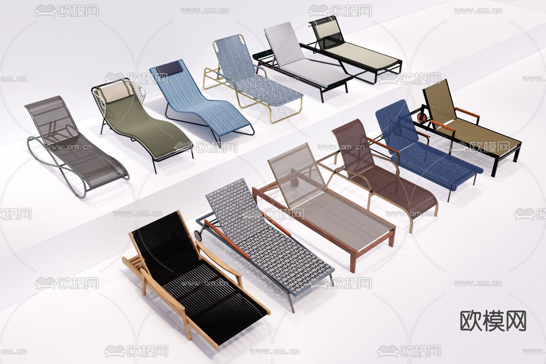 户外椅 沙滩椅su模型下载（渲染图2）
