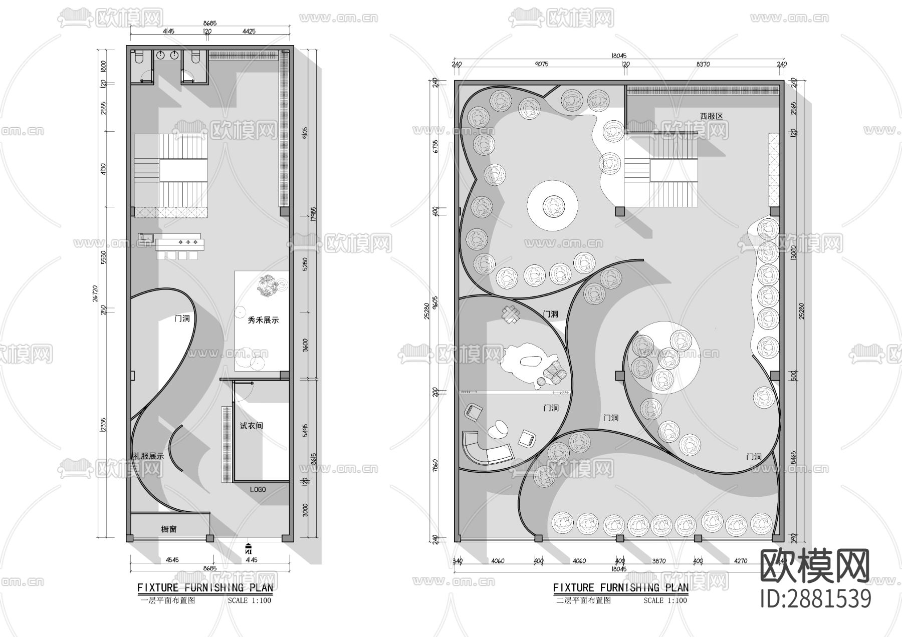 婚纱馆cad平面图下载