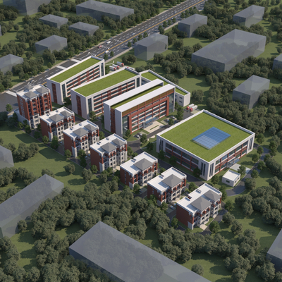  厂房厂区鸟瞰su模型 