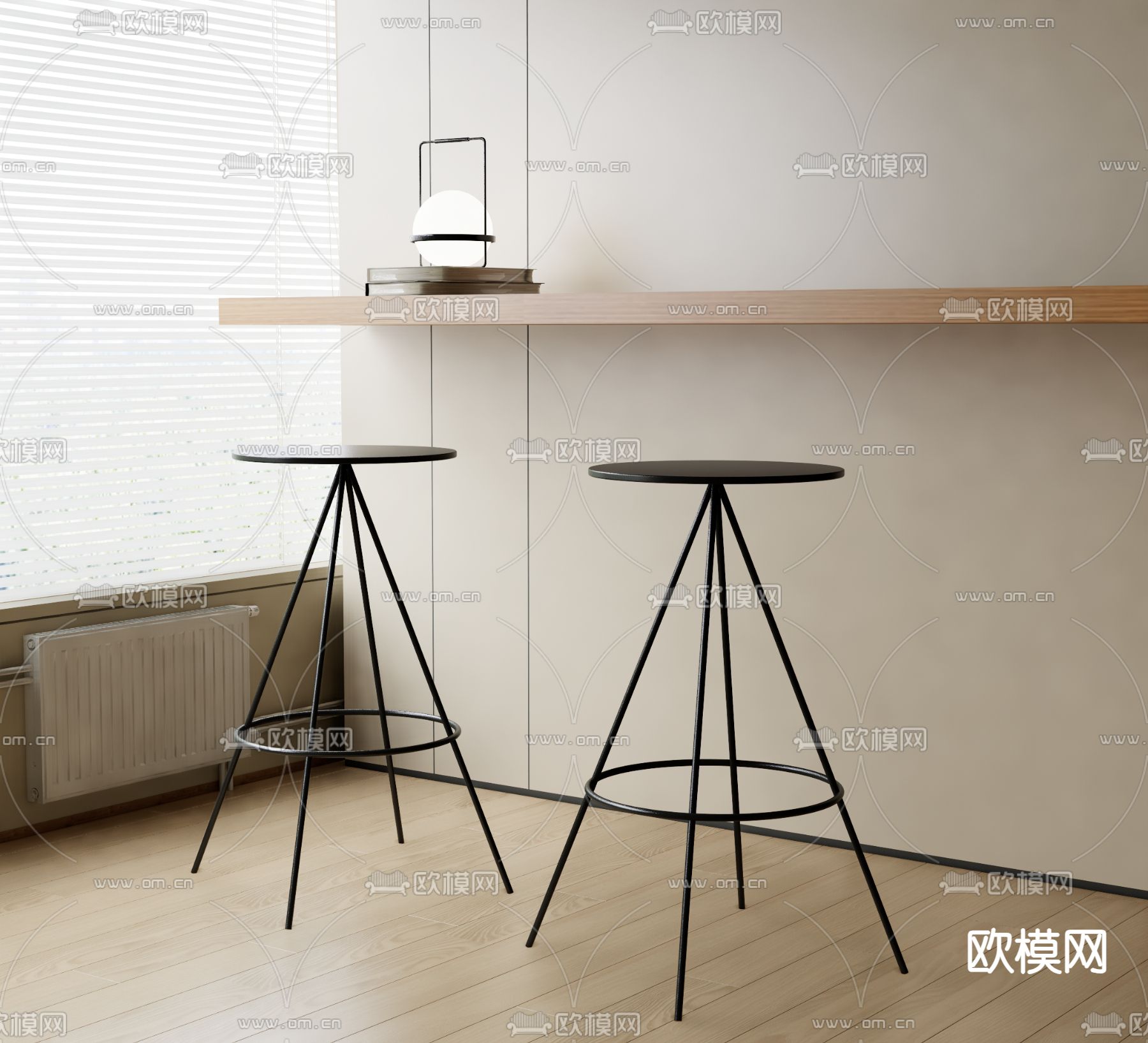 简约吧椅 圆吧凳 高脚凳3d模型下载