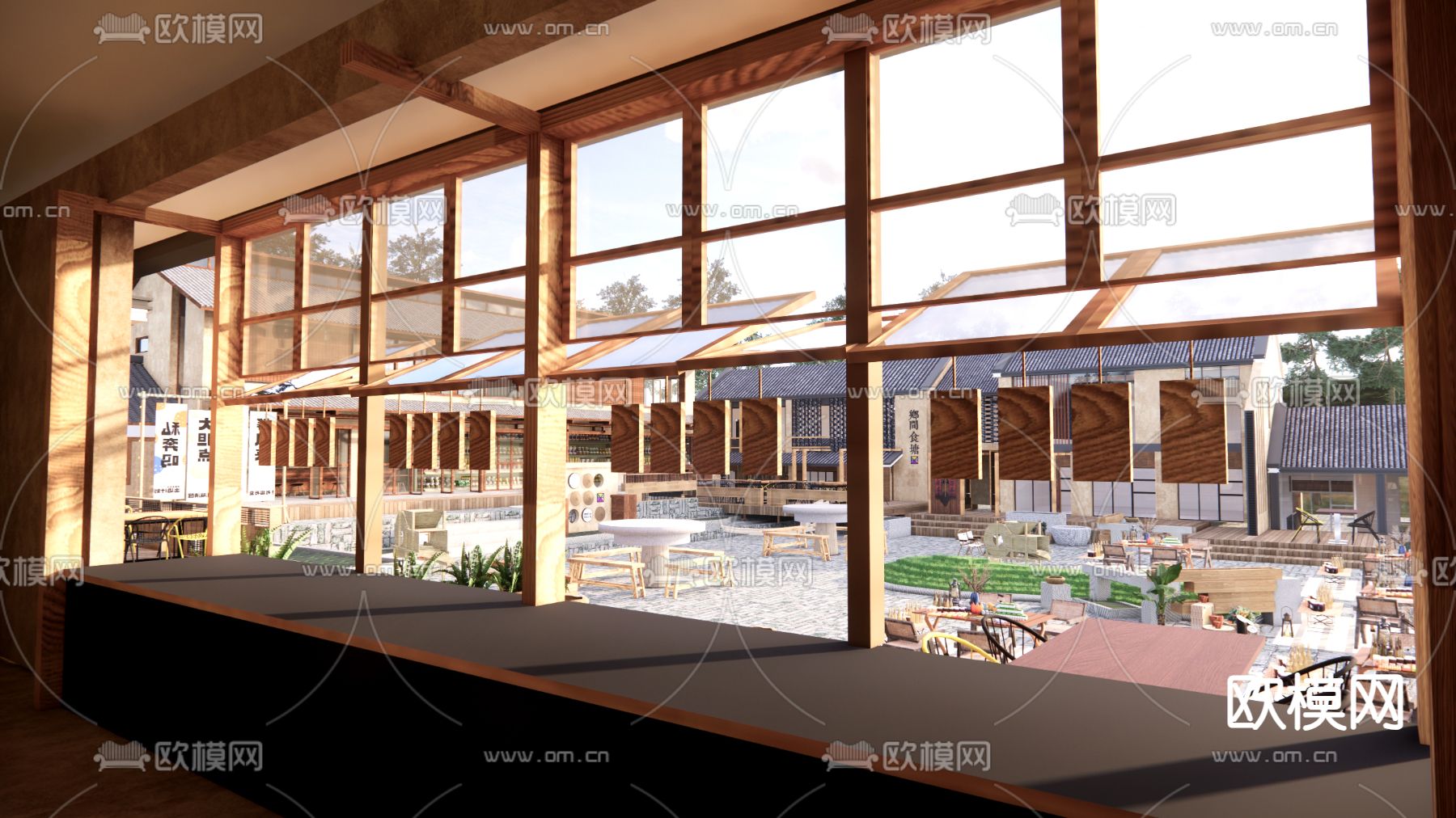 新中式农家乐su模型下载（渲染图2）