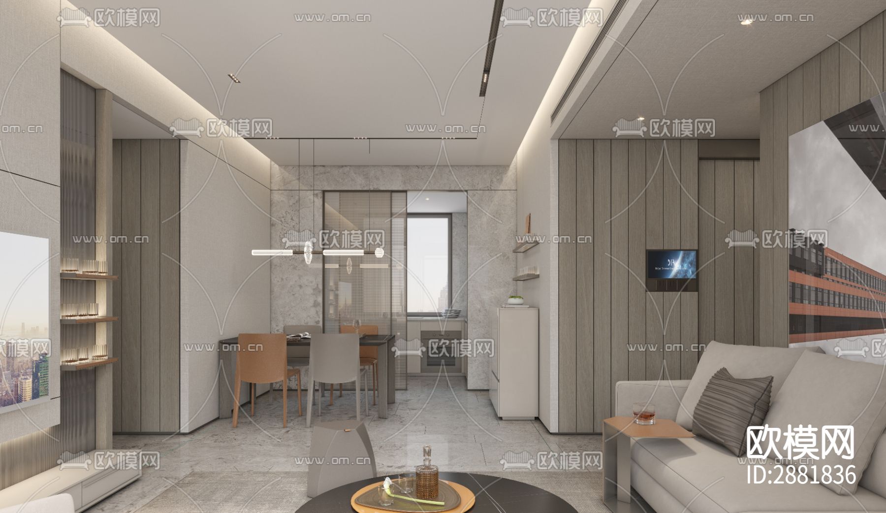 平层cad施工图下载（渲染图6）