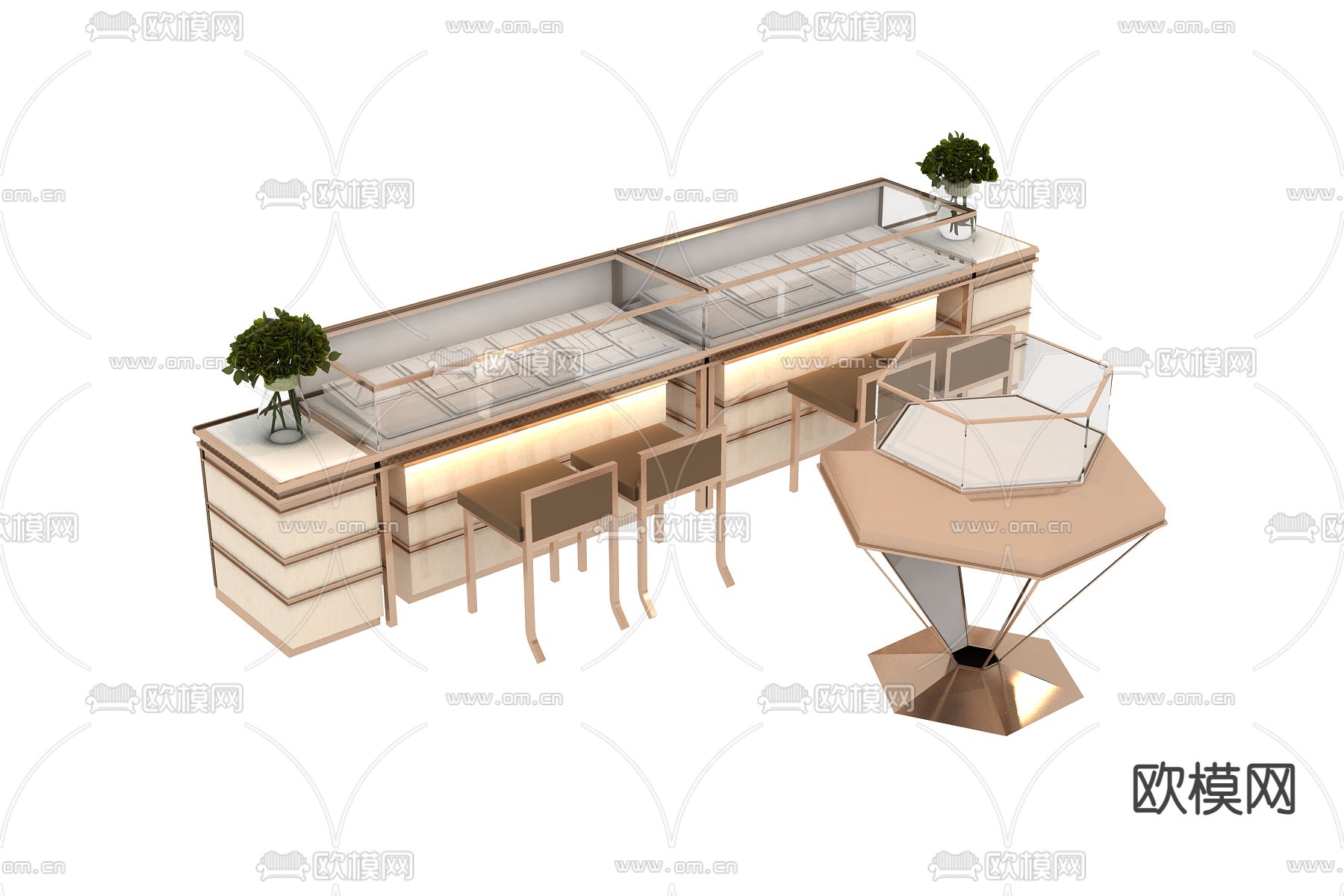 轻奢珠宝柜 展柜3d模型下载