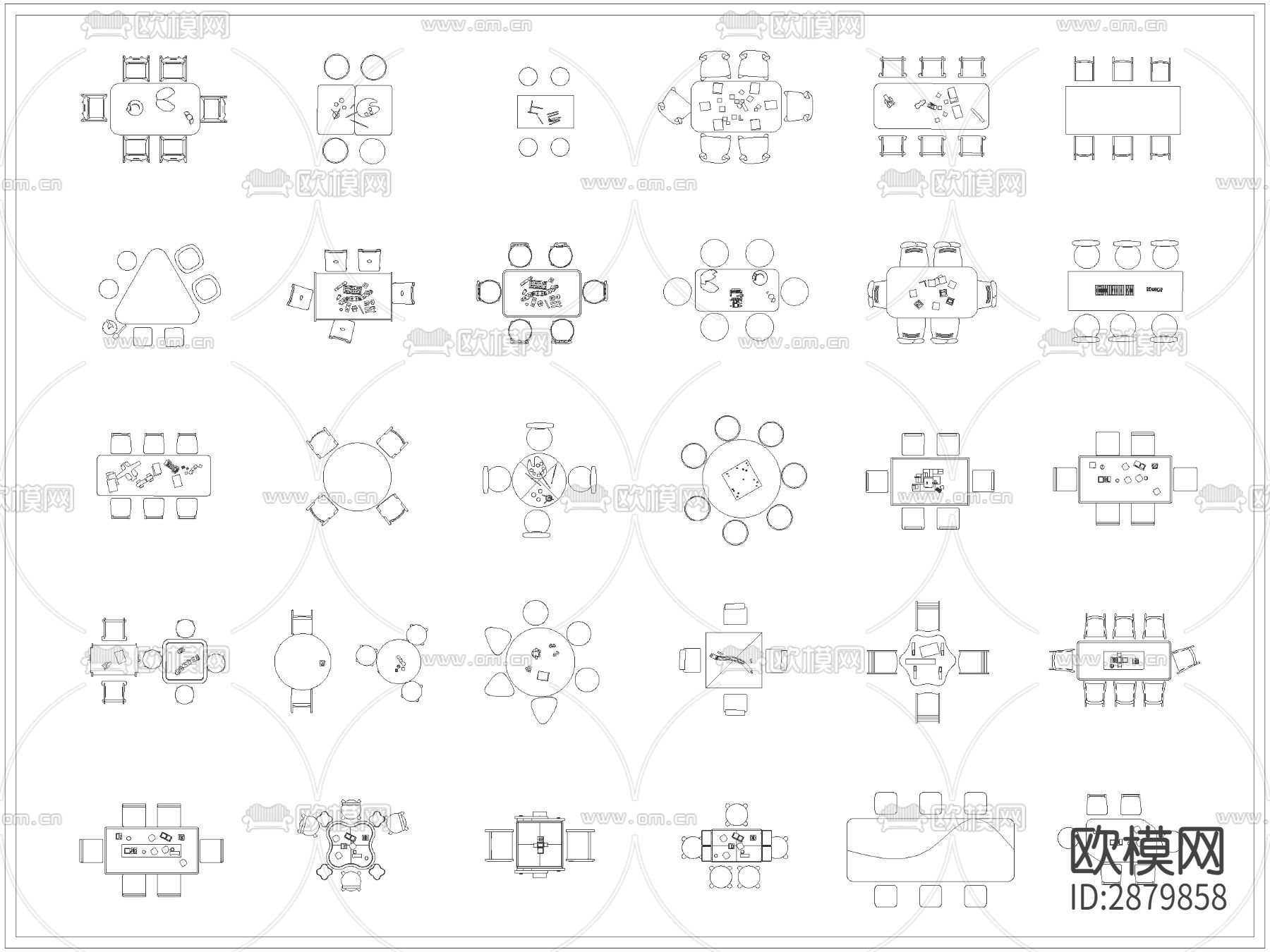 幼儿园儿童桌椅餐桌CAD图库下载（渲染图2）