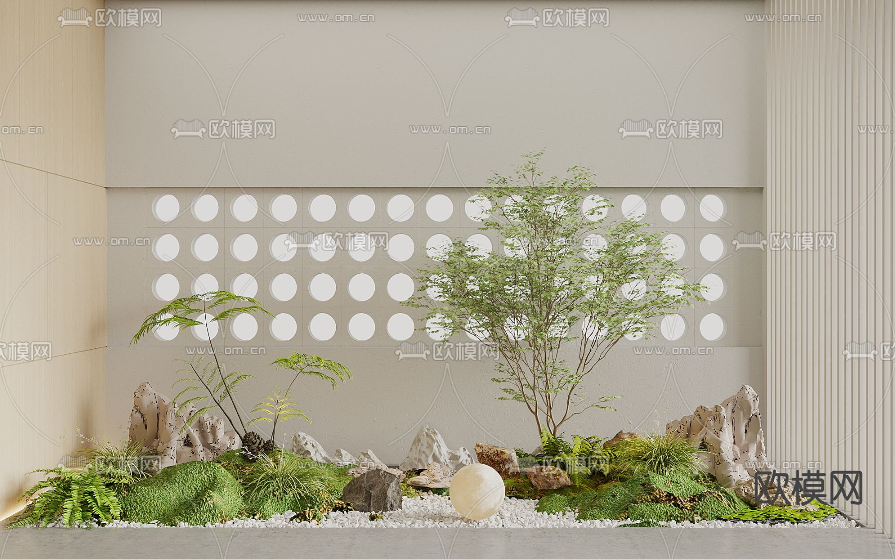 蕨类植物堆 室内造景 微地形3d模型下载