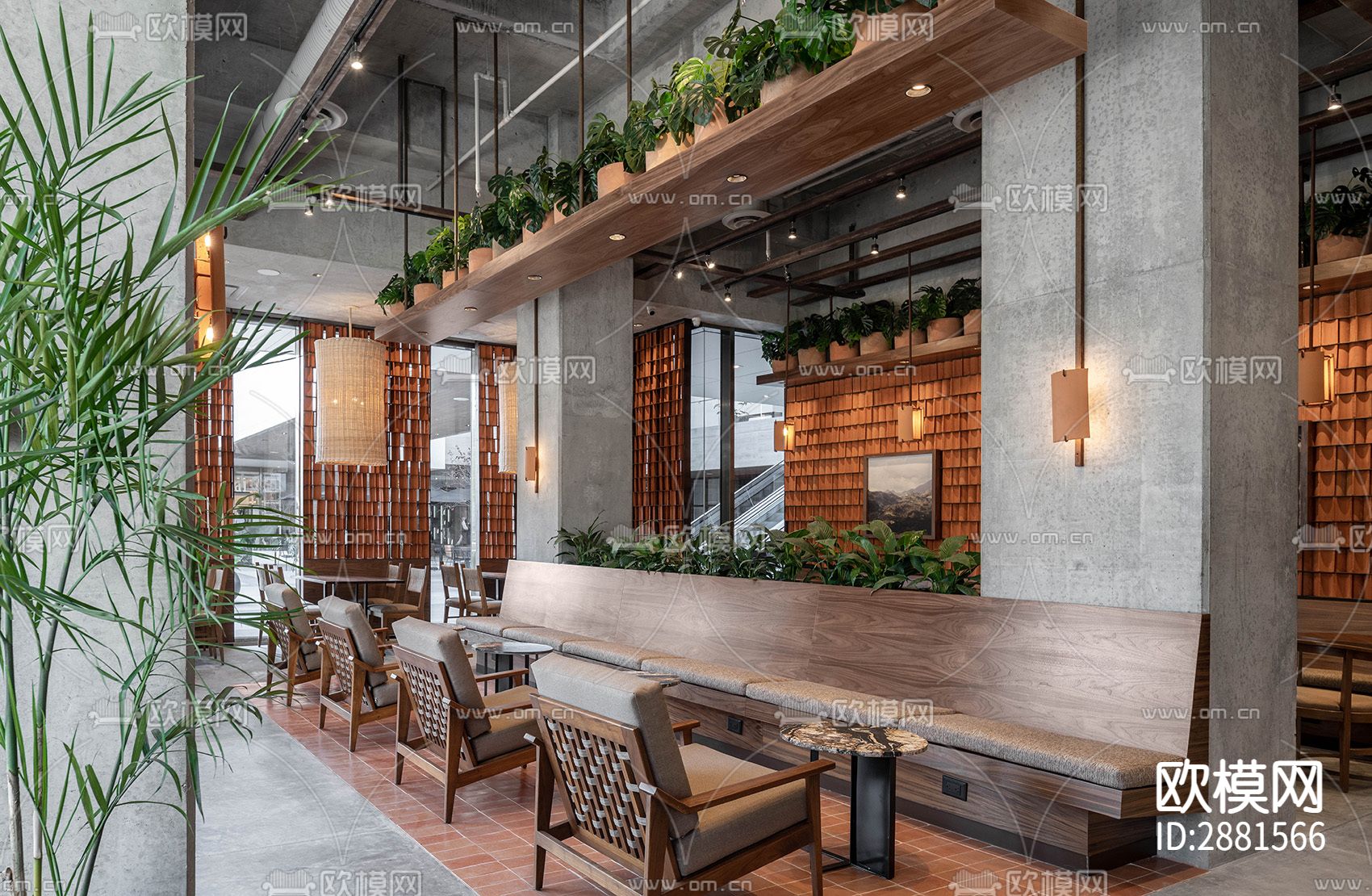 咖啡厅cad平面布置图下载（渲染图5）