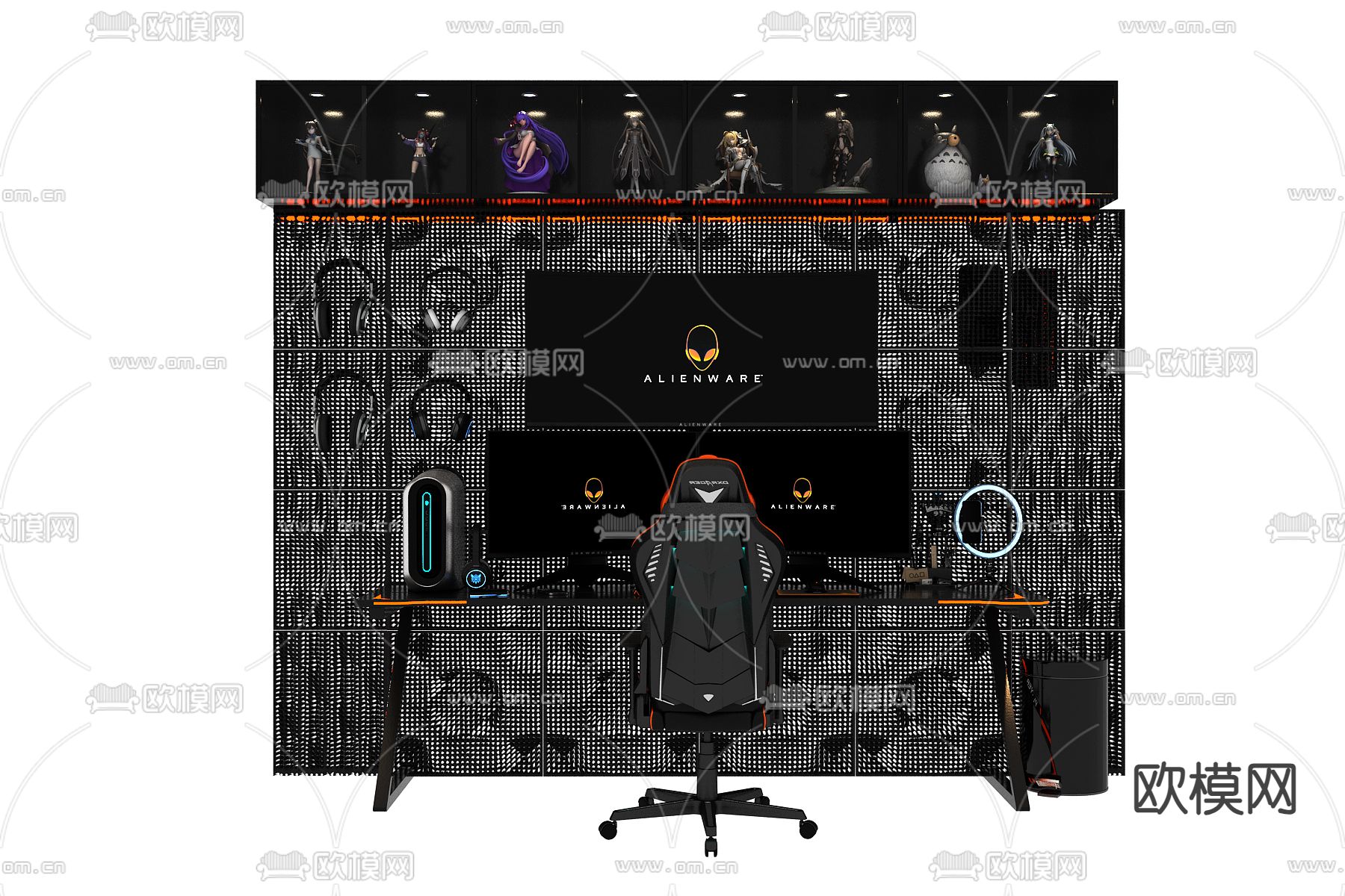 电脑桌 电竞桌3d模型下载