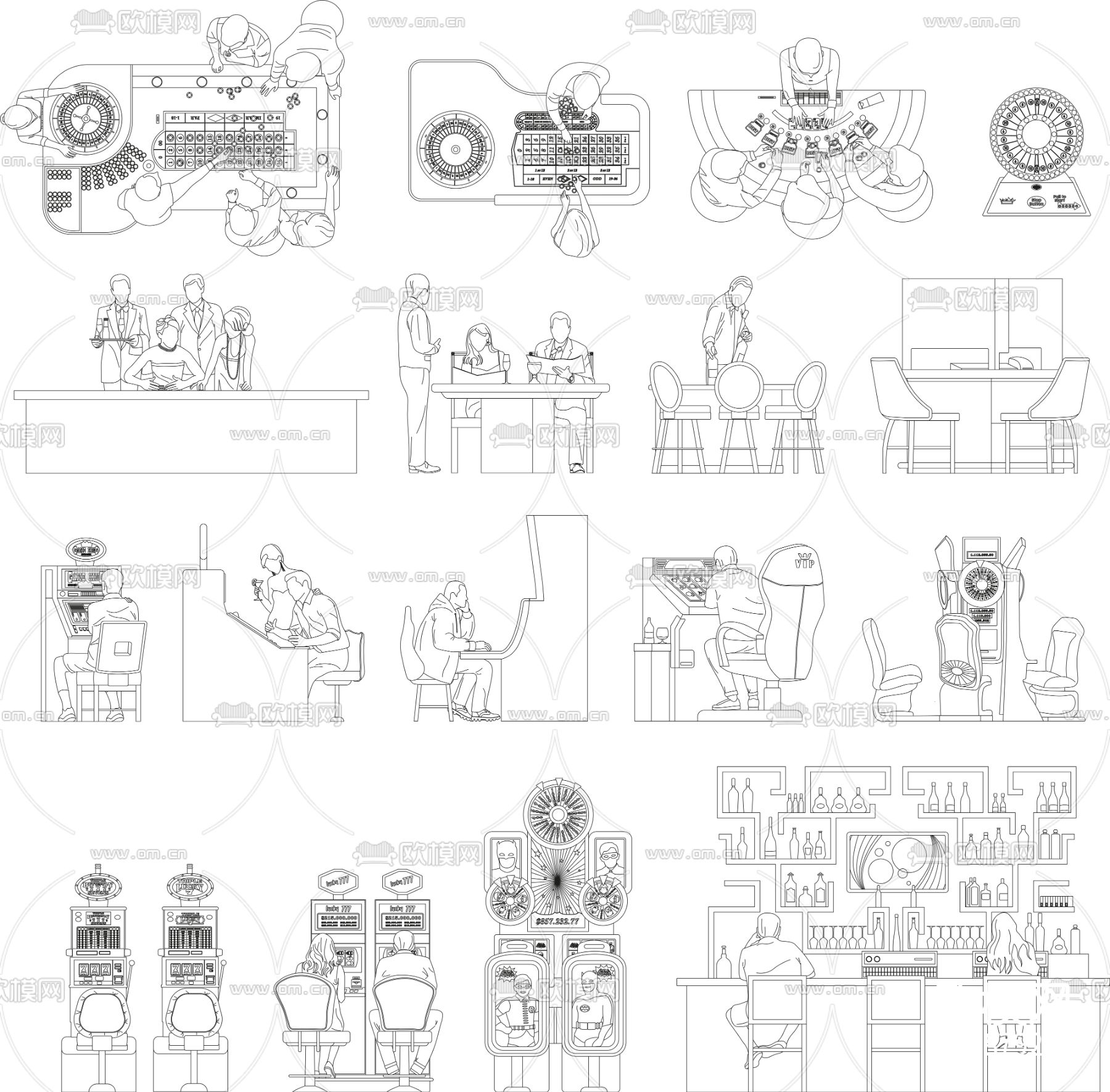 赌场游戏机桌CAD图库下载