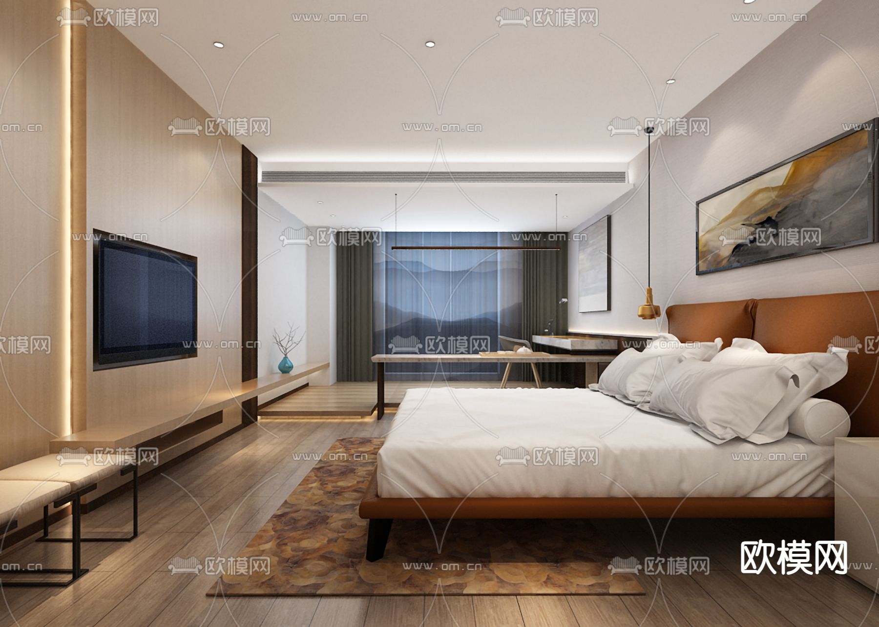 酒店客房免费3d模型下载（渲染图1）