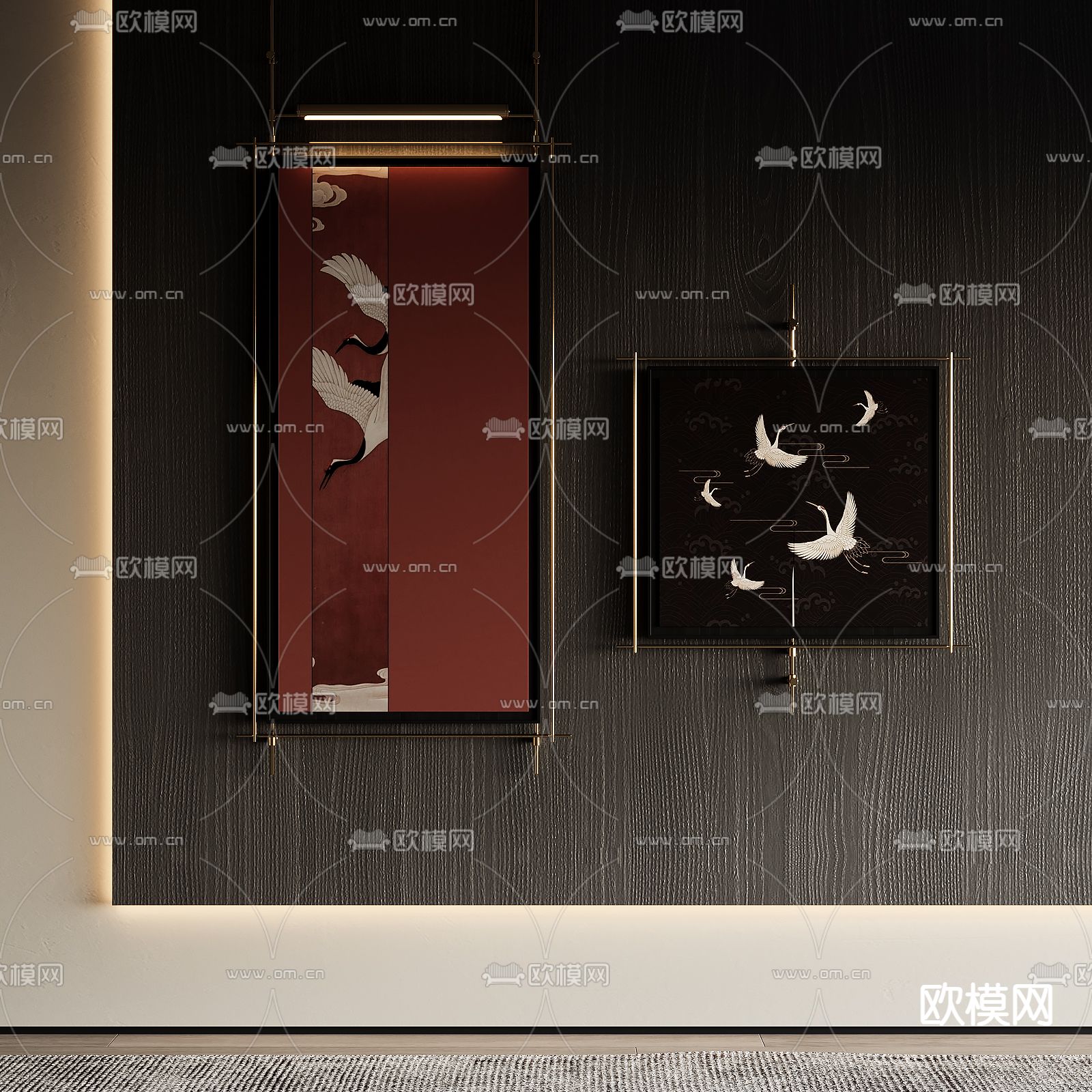 新中式装饰画su模型下载（渲染图2）
