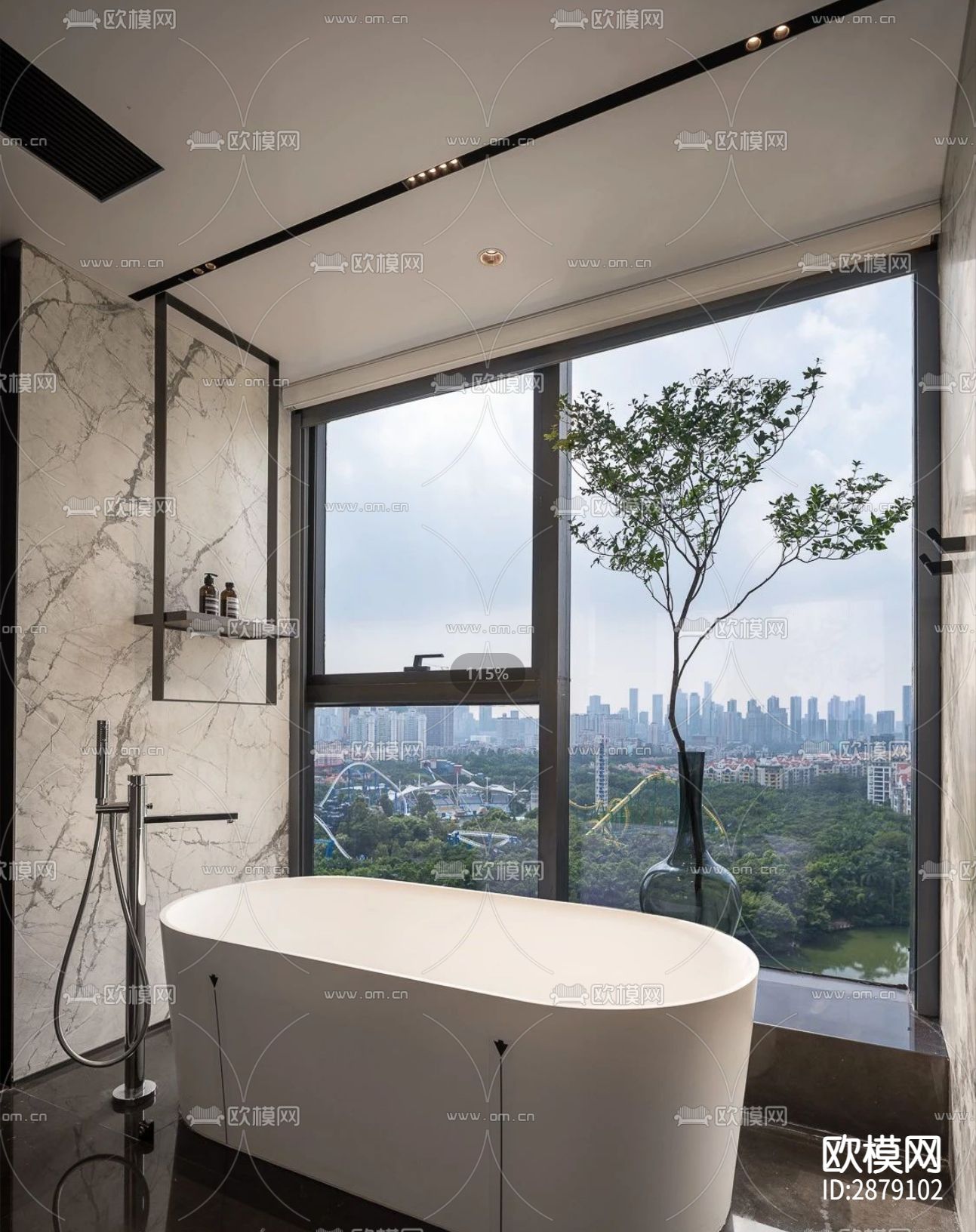 深圳天鹅堡280m²私宅CAD施工图下载（渲染图3）