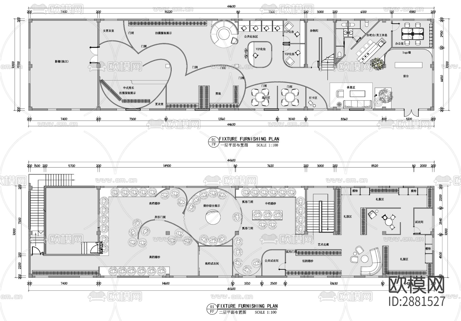 婚纱店cad平面布置图下载