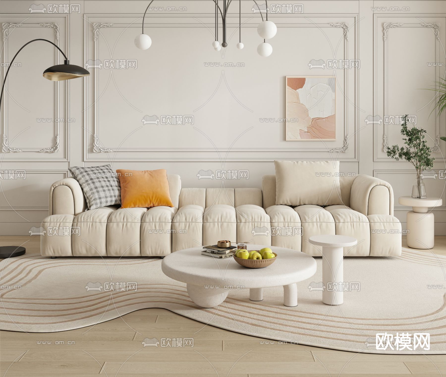 多人沙发 软体沙发3d模型下载（渲染图1）