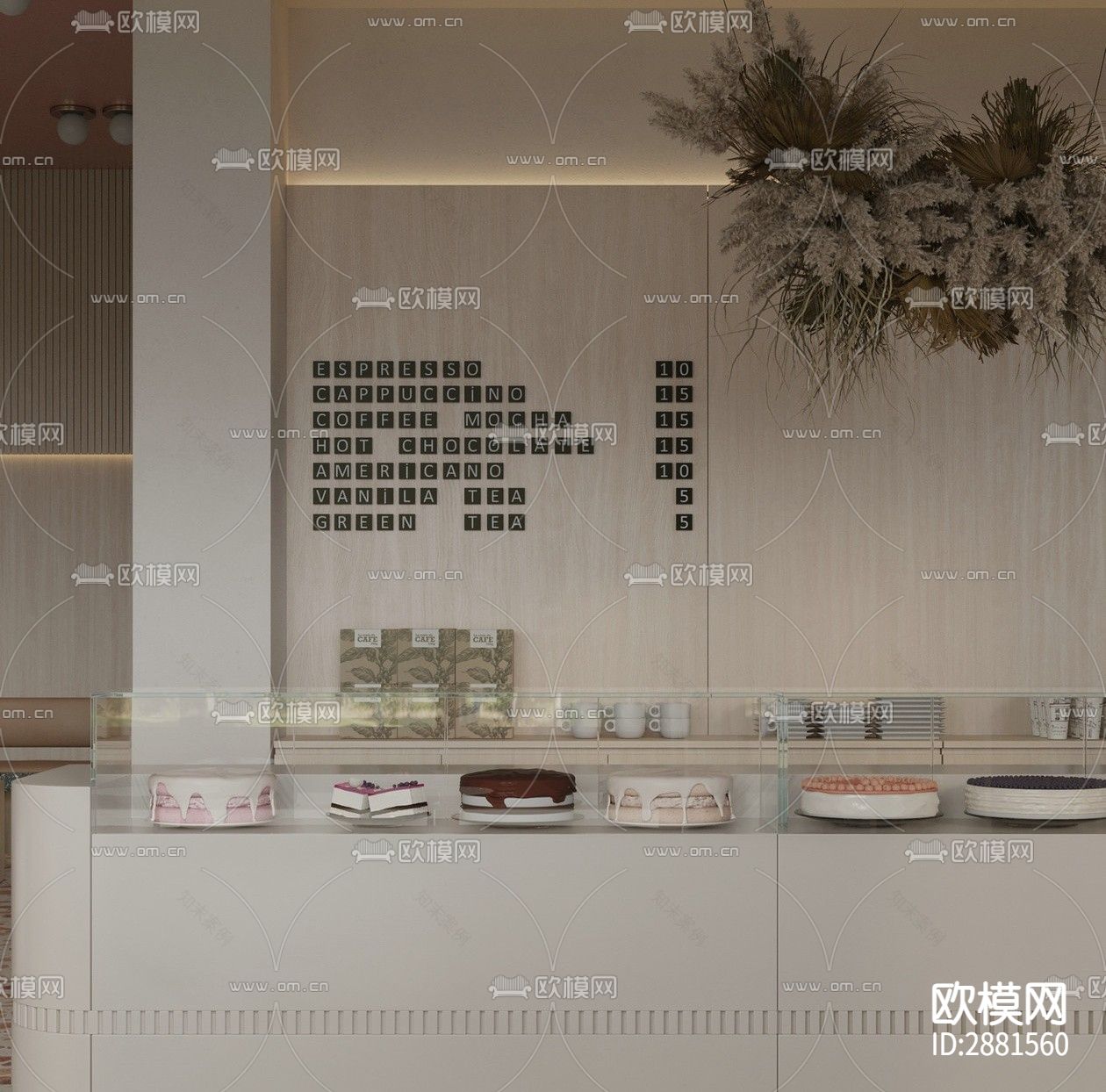 咖啡店cad平面布置图下载（渲染图3）