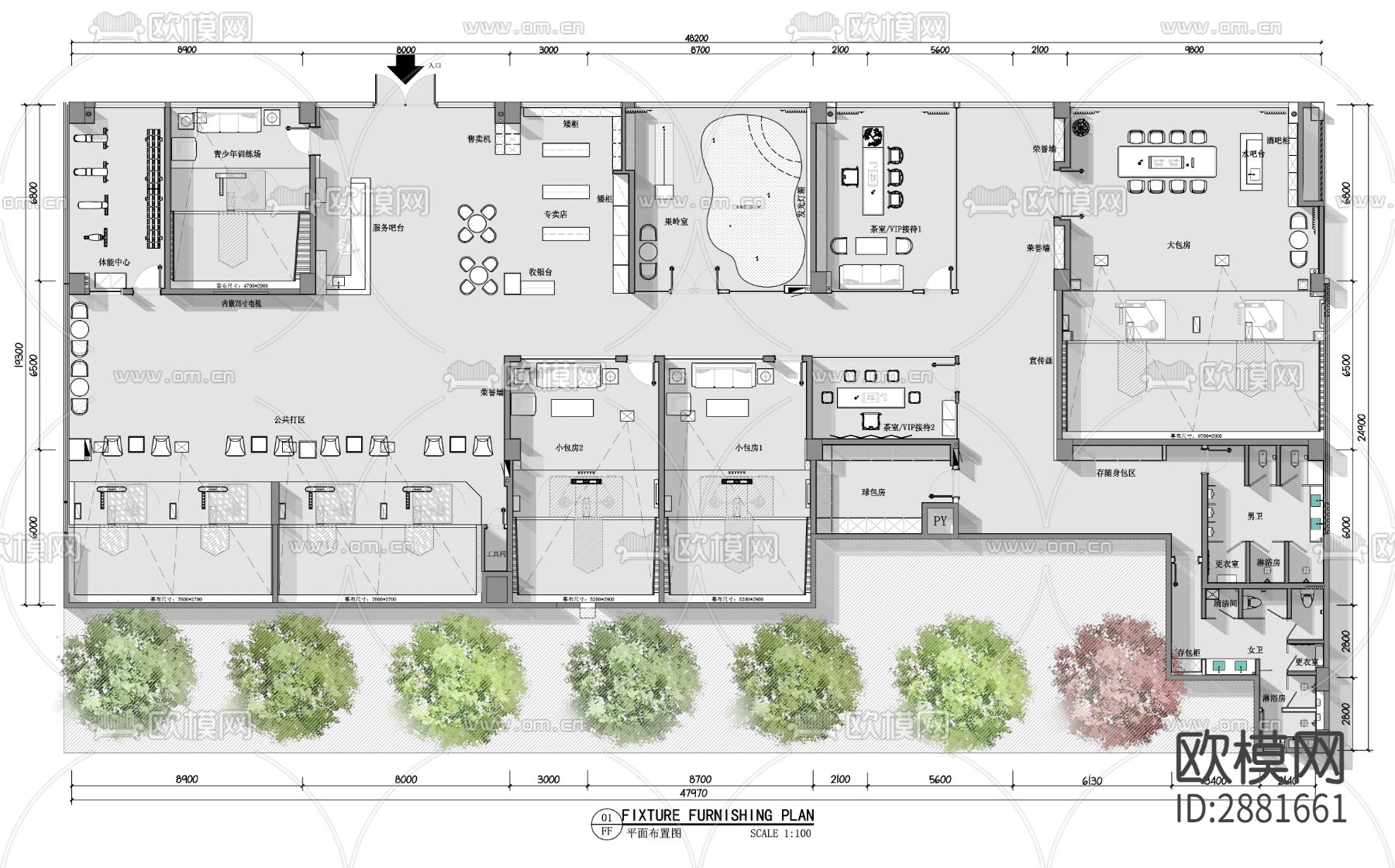 高尔夫球会所cad平面布置图下载