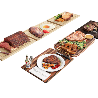  食物 牛排肉食 西餐su模型 