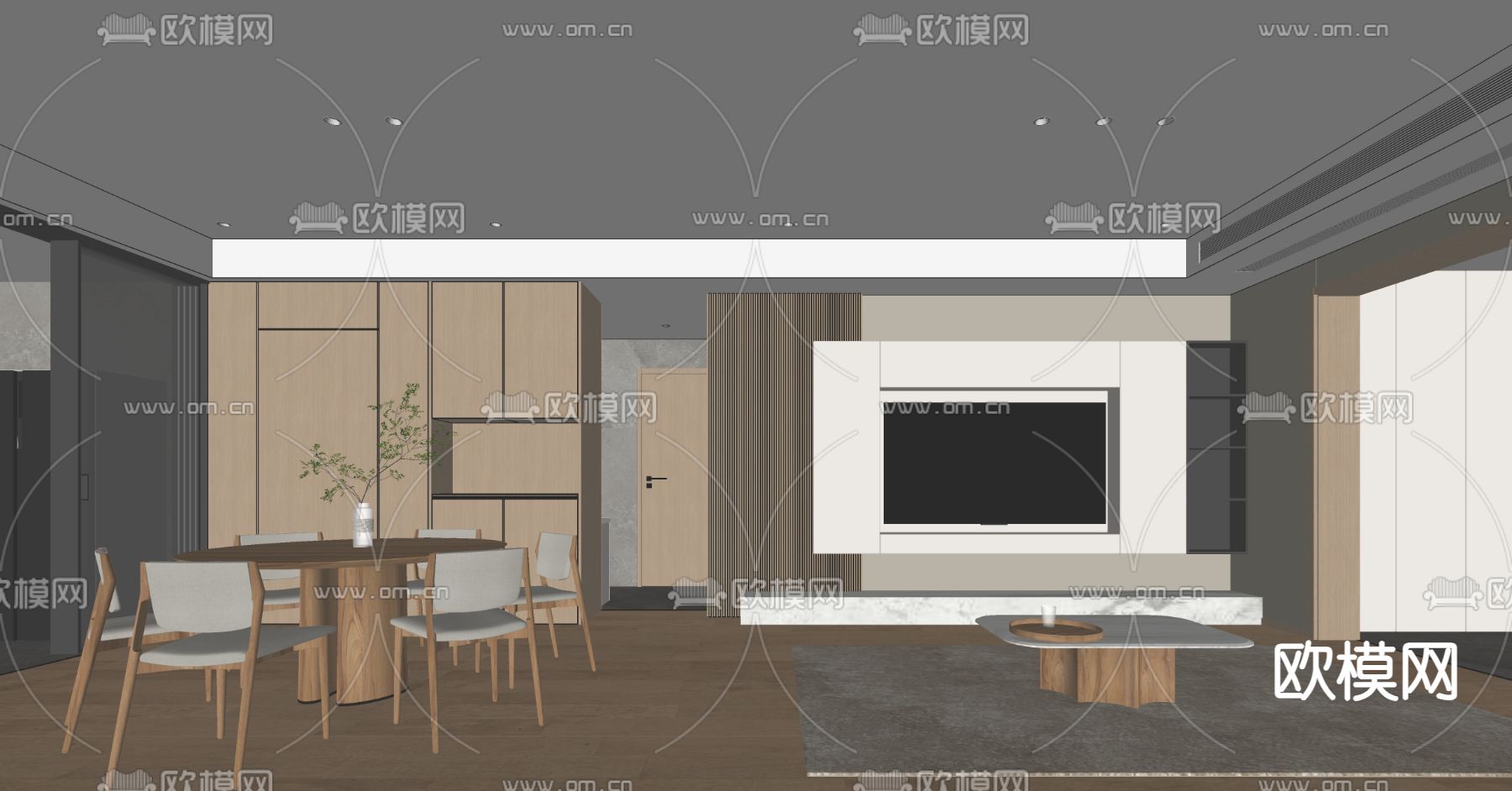 日式客餐厅su模型下载（渲染图2）