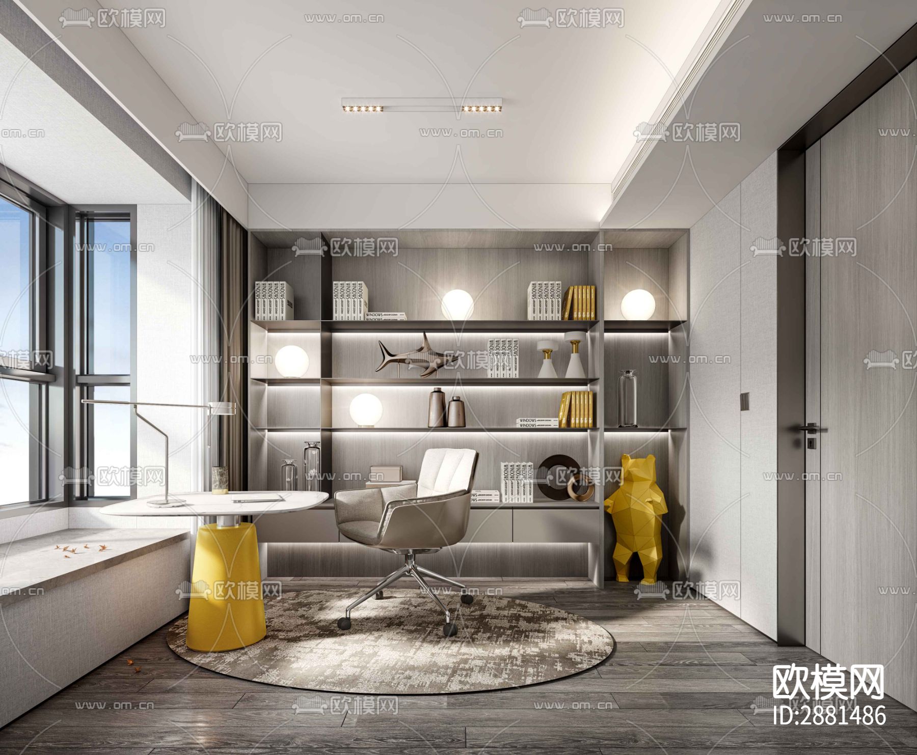 样板间cad施工图下载（渲染图3）