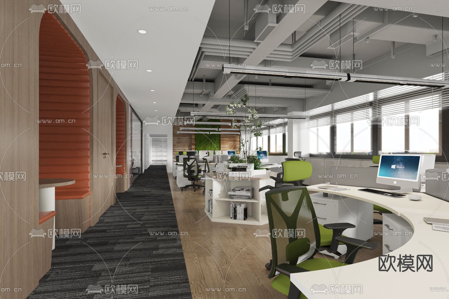 公共办公区 办公室3d模型下载