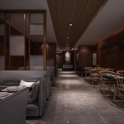  中式餐厅su模型 